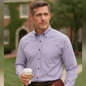 Cooper And Stewart LS Micro Check Button Down Collar New Shirt Blue Purple large